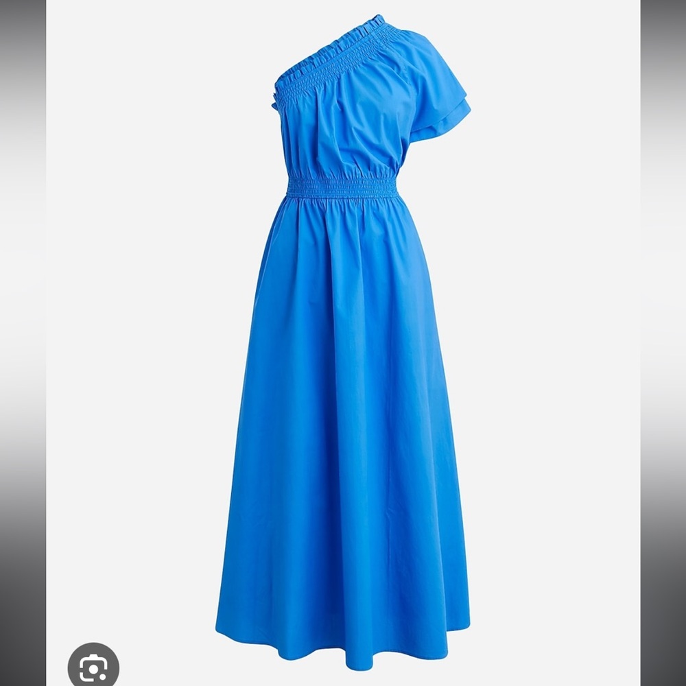 NWT JCREW Smocked one-shoulder dress in cotton poplin